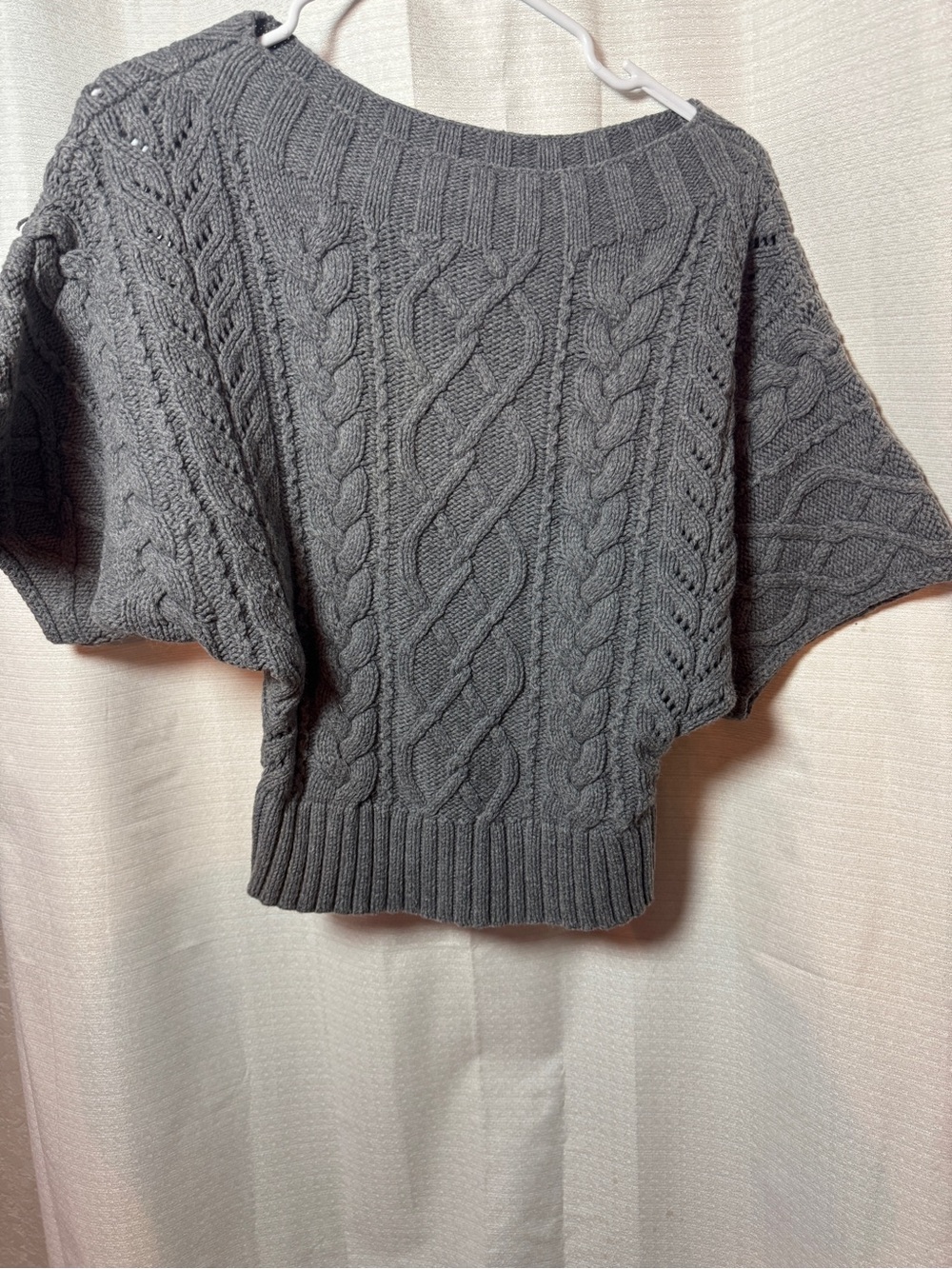 Express Gray Cable Knit Off-the-Shoulder Sweater